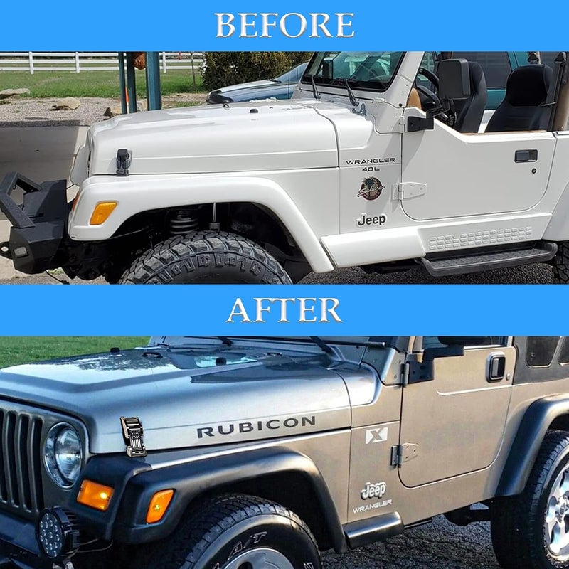 BulingVV TJ Hood Latches Improved Design Aluminum Hood Catch Latch kits Compatible with Jeep Wrangler TJ 1997-2006 (Texture Black US Flag) - Image 3